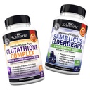 Glutathione Complex with Milk Thistle Extract, Vitamin C & Quercetin + Sambucus Elderberry Capsules with Zinc & Vitamin C - Natural Antioxidant Formulas - Promotes Liver & Immune Support