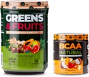 Nutrology Greens & Fruits Powder-Naturally Sourced Superfood, Vanilla Cinnamon (30 Servings) BCAA Natural, Plant Based BCAA Powder, Orange Coconut Flavor (30 Servings)