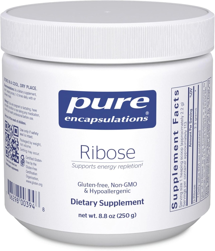 Encapsulations pures Ribose: Supplément hypoallergénique avec récupération d'énergie rapide pour un exercice intense.
