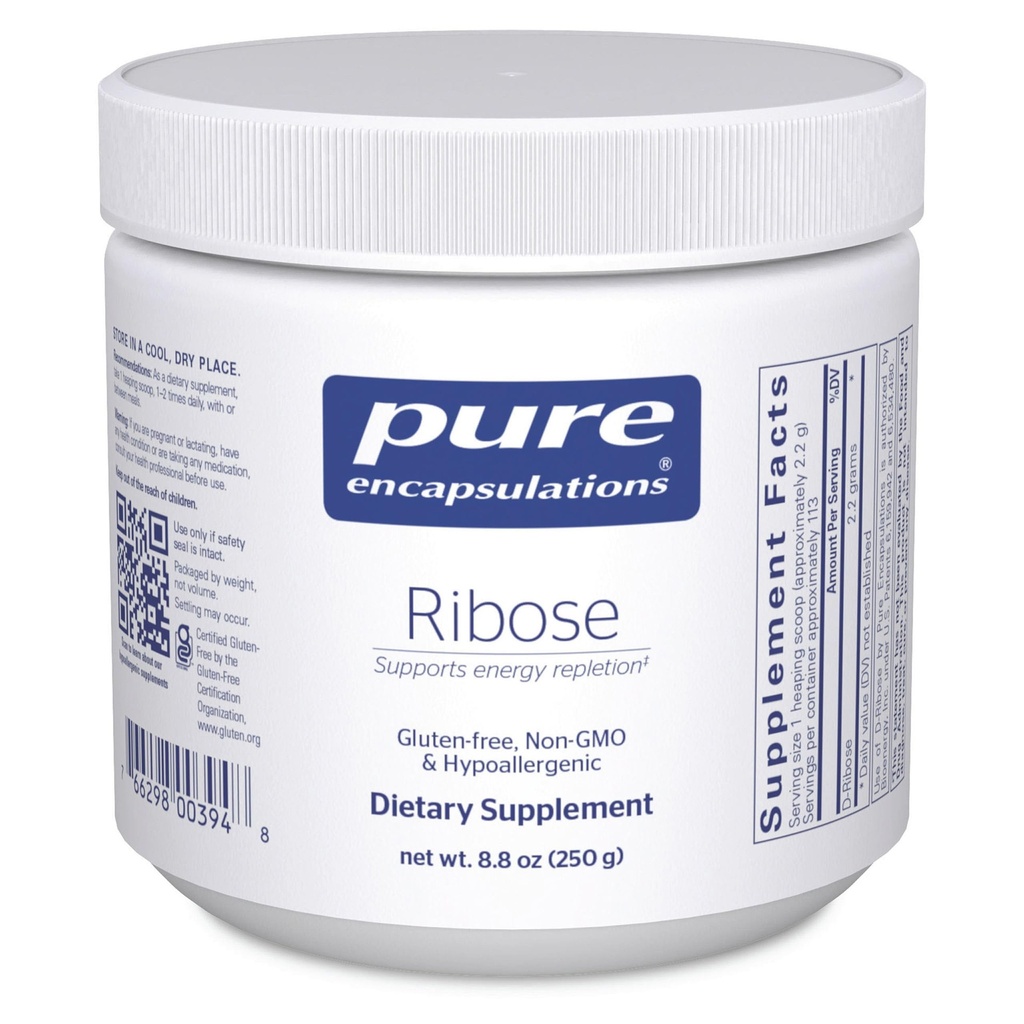 Encapsulations pures Ribose: Supplément hypoallergénique avec récupération d'énergie rapide pour un exercice intense.