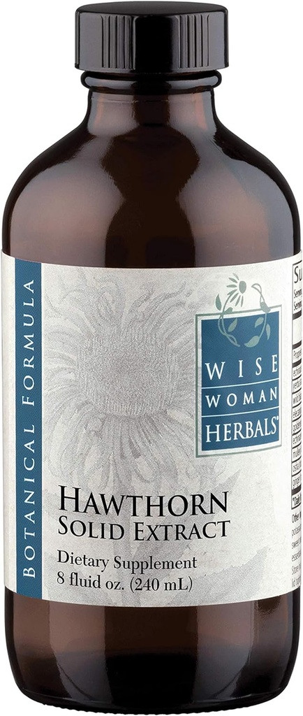 Wise Woman Herbals Hawthorn Berry extrait solide 4:1, sans alcool plus de force, favorise la circulation saine, la protection antioxydante, le soutien cardiovasculaire à base de plantes, 8 Fl Oz