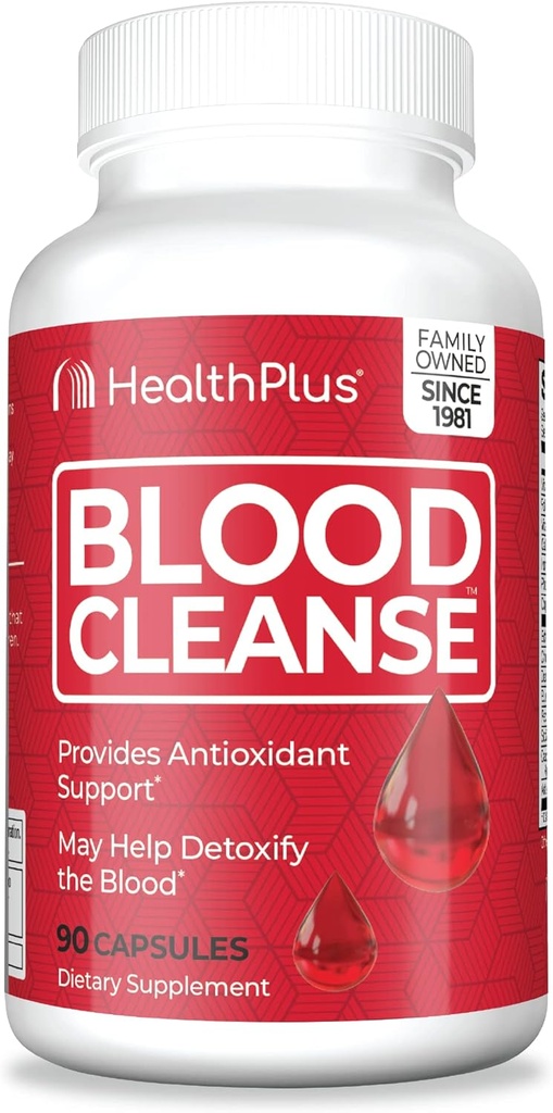 Health Plus Blood Cleanse - Supplément alimentaire - Sans gluten, ingrédients naturels à base de plantes (90 capsules, 45 portions)