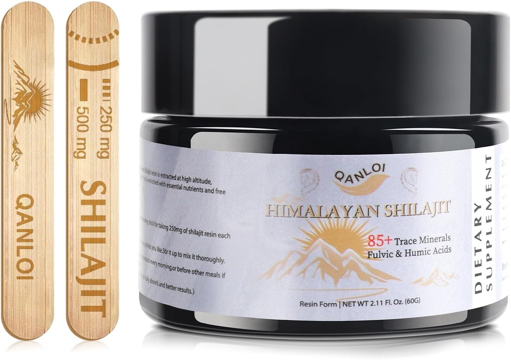 Shilajit pour les hommes-résine naturelle Shilajit avec supplément acide humique et fulvic, Himalayan Shilajit Resin-120 Servir/60g (500mg)