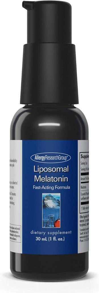 Groupe de recherche sur l'allergie Supplément de mélatonine liposomique - Spray de sommeil oral pour adultes, 1 mg de mélatonine liquide, formule à action rapide et pure - 1 Fl Oz