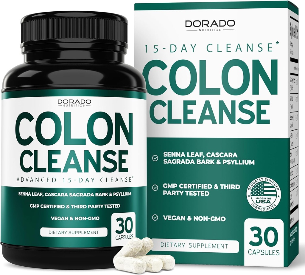 Colon Cleanse & Detox 15 Day Gut Cleanse (30 comte) Pilules nettoyantes intestinales et probiotiques pour laxatifs doux et  Bowel Relief pour les ballonnements d'estomac - tiers testé, végétalien, non-OGM - Fabriqué aux États-Unis
