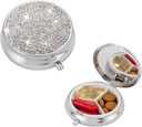 Bling Pill Box, 3 Compartiment Medicine Pill Case Holder, Bling Crystal Strass Waterproof Pocket Pill Case Sound Medicine Organizer for Vitamine/Pish Oils/Supplement. (Argent)