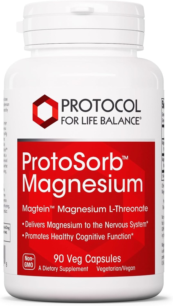PROTOCOLE POUR LA BALANCE DE VIE Magtéine - 2 000 mg Magnésium L-Thréonate Magtéine - Soutien Cerveau Focus & Mémoire Santé - Kosher & Non-OGM - 90 Capsules de Veg