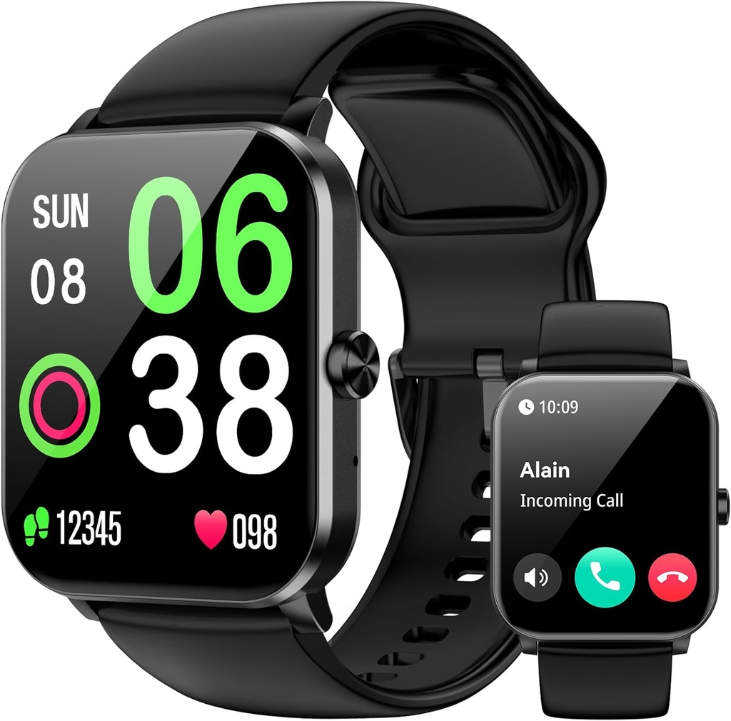 Smart Watch, Smartwatches pour hommes femmes, 1.85" HD Fitness Tracker (Répondre/Faire des appels), 120+ Modes Sport, Heart Rate/Sleep Monitor, IP68 Waterproof Fitness Watch, Smartwatch pour Android iOS