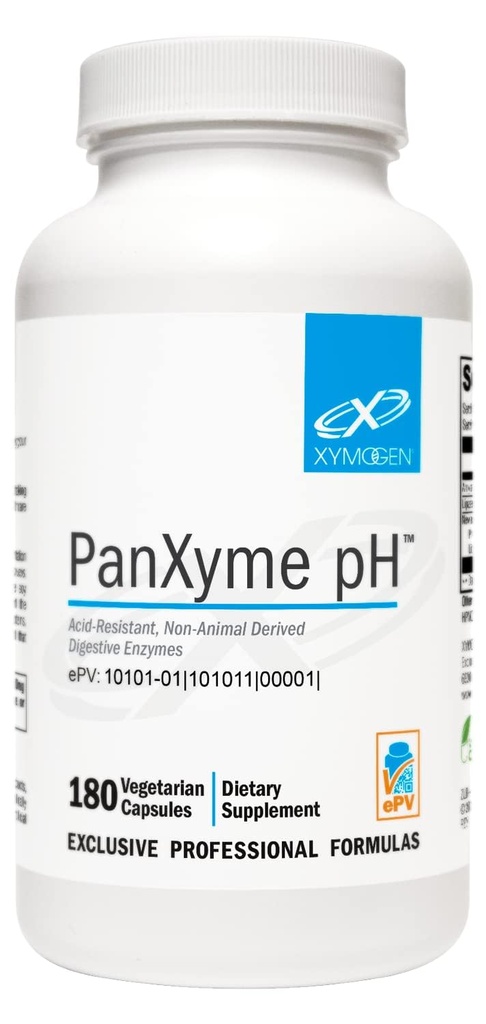 XYMOGEN PanXyme pH - Enzymes digestives pour la santé de Gut - Supplément enzymatique Amylase, Lipase et Protease - Suppléments santé de Gut pour le soutien de la digestion - Sans gluten + Vegan (180 capsules)