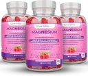 Magnésium Gommies 3 Packs Essentialife 100mg par portion - Mélange de Citrate de magnésium et de Glycinat de magnésium - Supports Digestion - Restez calme et réveillez-vous énergétiquement avec des suppléments de magnésium pour le sommeil