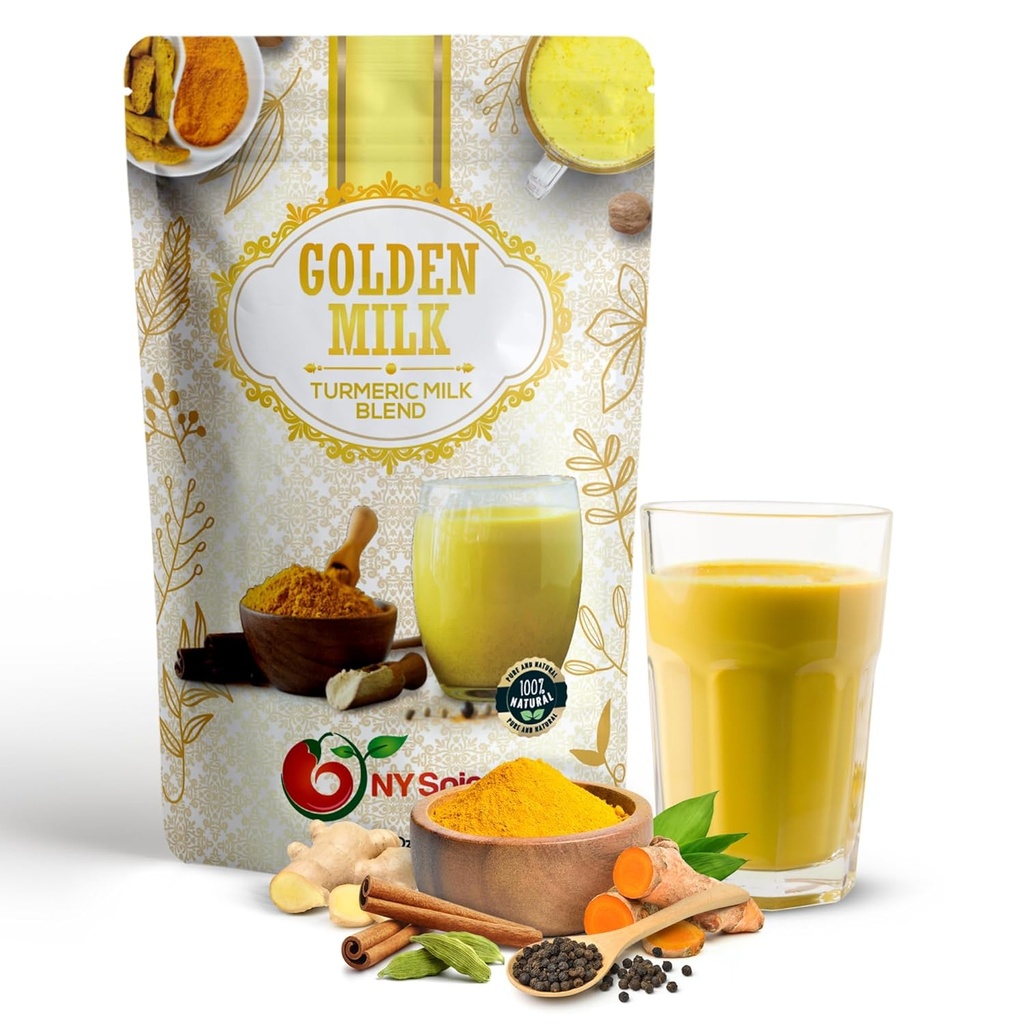 NY SPICE SHOP Golden Milk Superfood Powder – 1 livre instantané Latte Mix Superfood avec curcuma - Superfood Blend de curcuma, cannelle, gingembre, poivre noir, muscade, cardamome vert