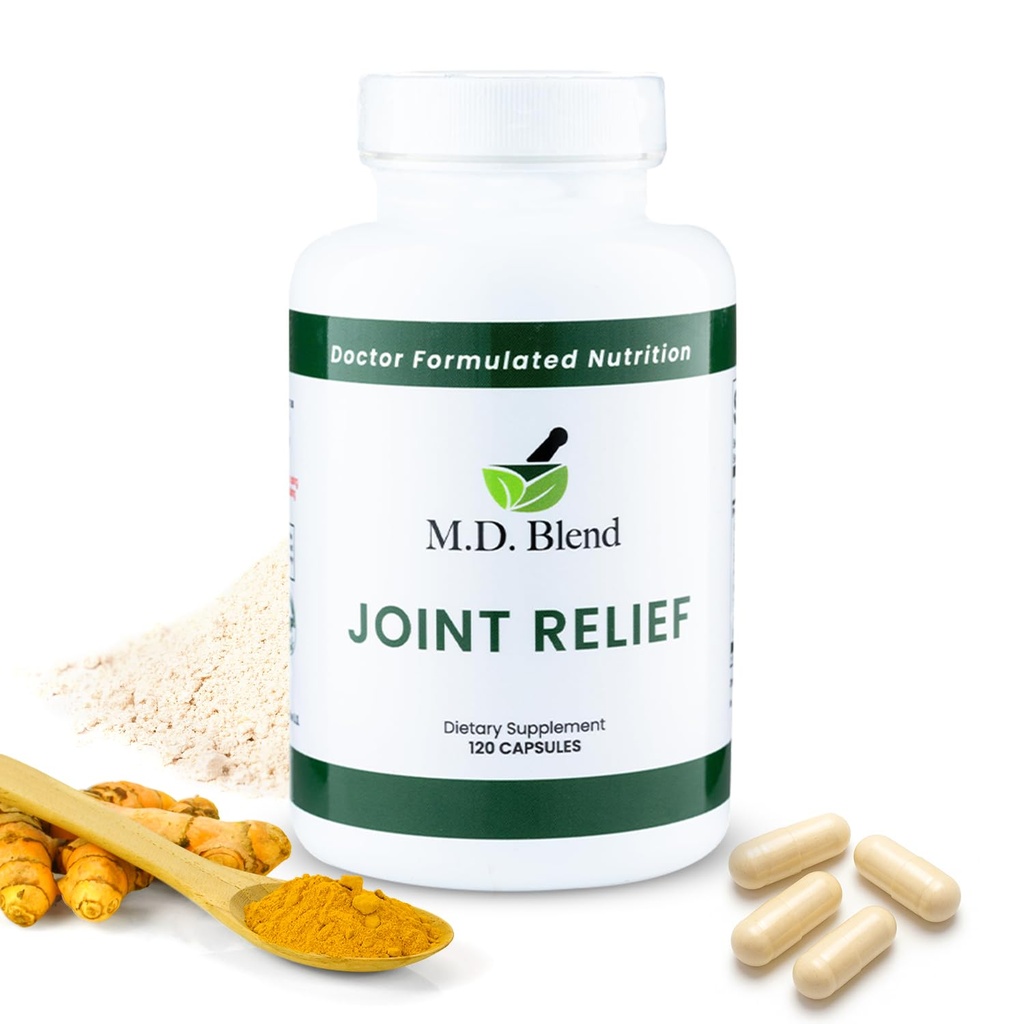 M.D. Joint - Supplément formulé par des experts - Knee, HIPS, Ankles Movement & Mobility - Daily Wellness Blend - Collagène, Hydrolysé, Glucosamine, BioPerine, Turmeric - 120 Capsules (paquet de 1)