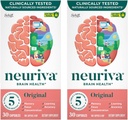 NEURIVA Supplément Cerveau d'origine pour la mémoire, la concentration et la concentration + Apprentissage et exactitude avec Nootropics testés cliniquement Phosphatidylsérine et neurofacteur, sans caféine, 30 Capsules (2 Pack)