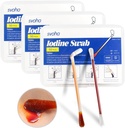 Povidone Iodine Swabs - 150 Sticks Sterile Iodine Swabsticks, Swabs de coton enrobés individuellement, Solution remplie pour nettoyer les plaies, Premiers secours, Voyage