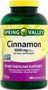 Supplément alimentaire à la cannelle de Spring Valley, 1000 mg, 400 capsules végétariennes - Soutien au métabolisme. Comprend Sticker.