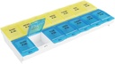 EZY DOSE Pill Organizer Weekly AM/PM (7 jours), planificateur de médicaments, boîtier/boîte à vitamines, compartiments de verrouillage de grande taille pour sécuriser l'ordonnance et prévenir les déversements accidentels, bleu et jaune, sans BPA
