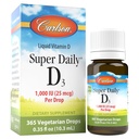 Carlson - Super Daily D3, gouttes de vitamine D, 1 000 UI (25 μg) par goutte, 1 an d'approvisionnement, vitamine D3 liquide, coeur et immunitaire santé, végétarien, gouttes de vitamine D3 liquide, non aromatisées, 365 gouttes