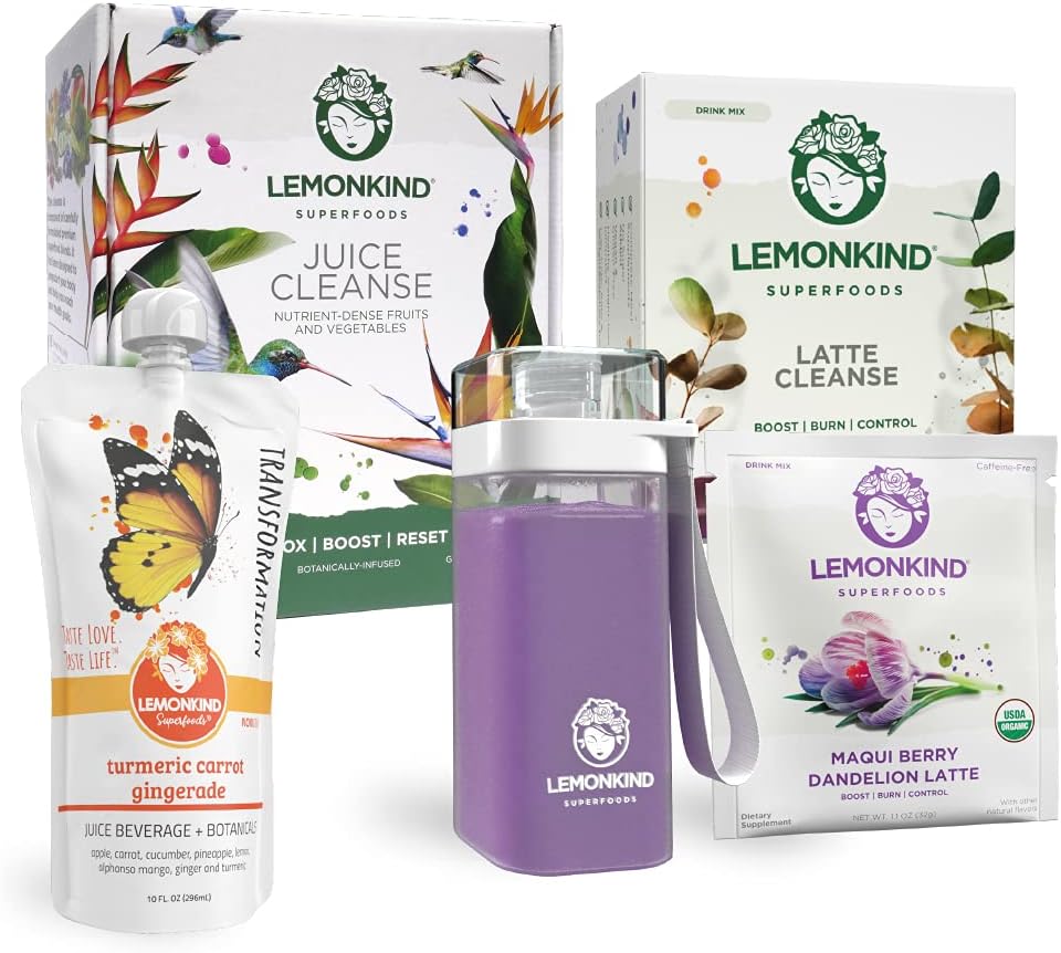 LEMONKIND 4 jours DeBLOAT & Redémarrage - Détoxification de l'ensemble anti-stress adaptogène - 23 portions