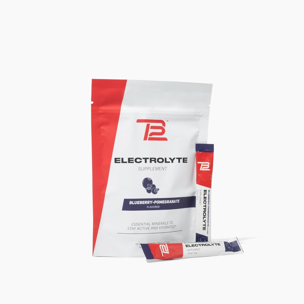 TB12 Electrolytes Powder Packets Blueberry grenade – Poudre d'électrolyte minéral pour une hydratation rapide par Tom Brady - naturel, faible sucre, végétalien, sans gluten, facile à mélanger - 15 Stickpacks