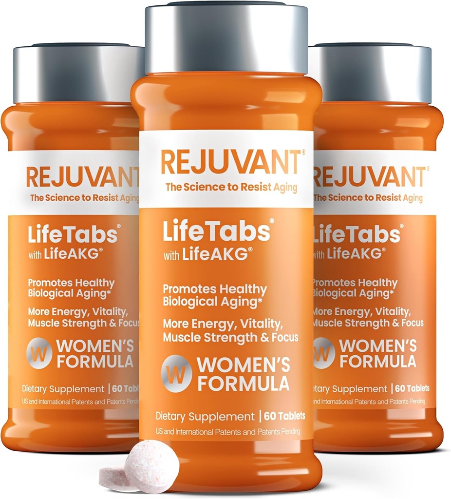 Supplément de longévité AKG pour femmes Rejuvant 1000MG Ultra 98% Pure (Calcium Alpha-Kétoglutarate), formule brevetée de libération contrôlée riche en vitamine soutient la réparation cellulaire et la qualité de vie, 180 comprimés