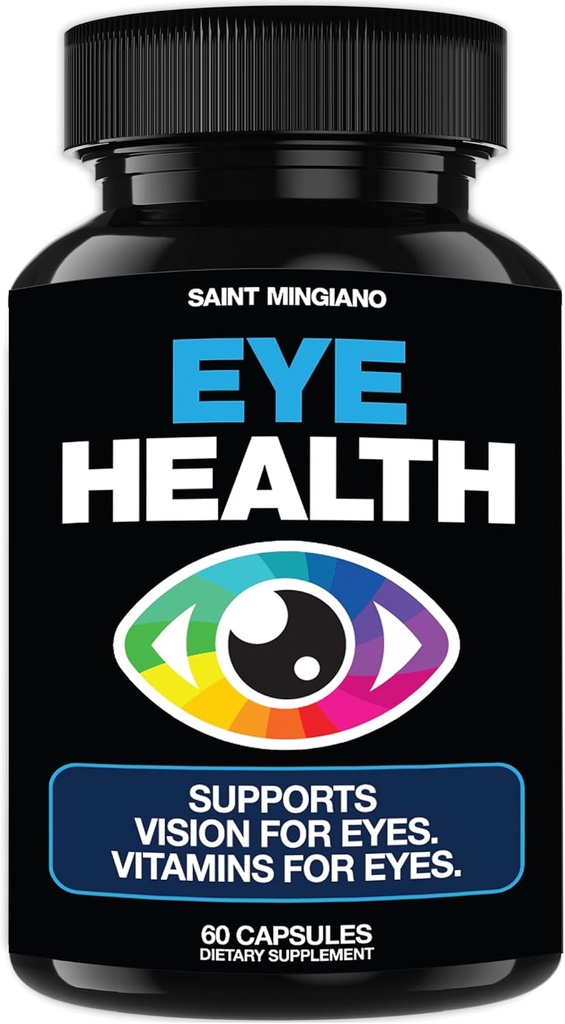 Supplément Vitamines pour les yeux et la vision 60 Capsules - Supporte la souche oculaire, les yeux secs et la vision Santé - Supporte la vision, la santé oculaire et maculaire - 14 ingrédients actifs, la lutéine.