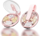 1 Pack Easy-to-Hold Small Round Pill Organizer with Decorative Strap, 4 Compartiments, Compact Travel Pill Box Case, Portable and Hydraureproof to Stock Vitamines, Médicaments et Suppléments