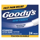 Poudre de céphalées GoodyS Relief extra-fort de la douleur, triple action Relief de céphalées avec aspirine, acétaminophène et caféine, 24 Compte