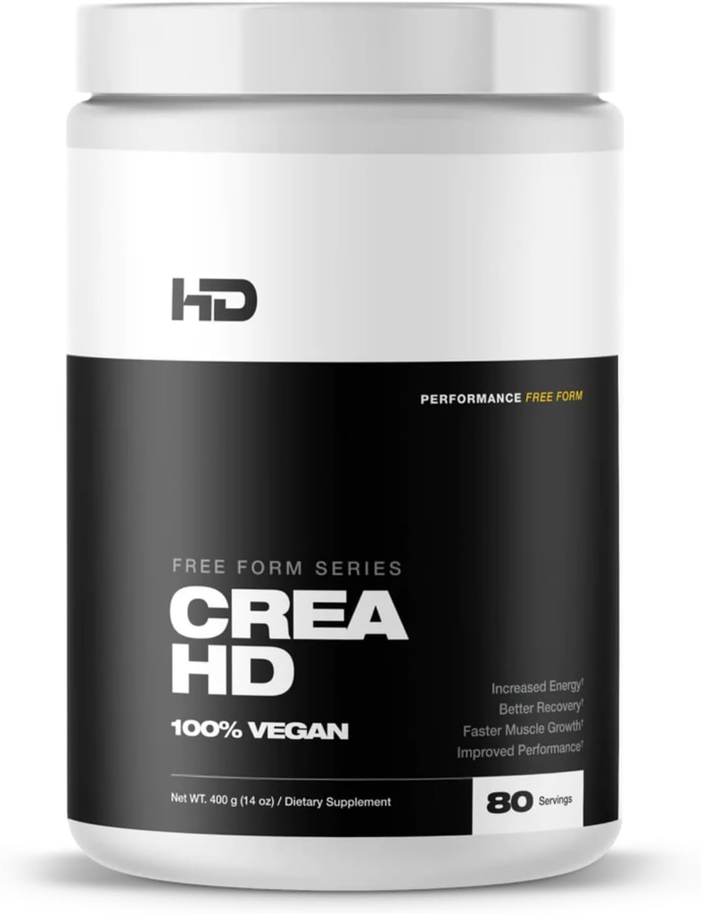 HD MUSCLE CreaHD Creapurement de la créatine 100% végétalien supplément monohydraté pour l'amélioration de l'énergie, la récupération, la croissance musculaire et la performance