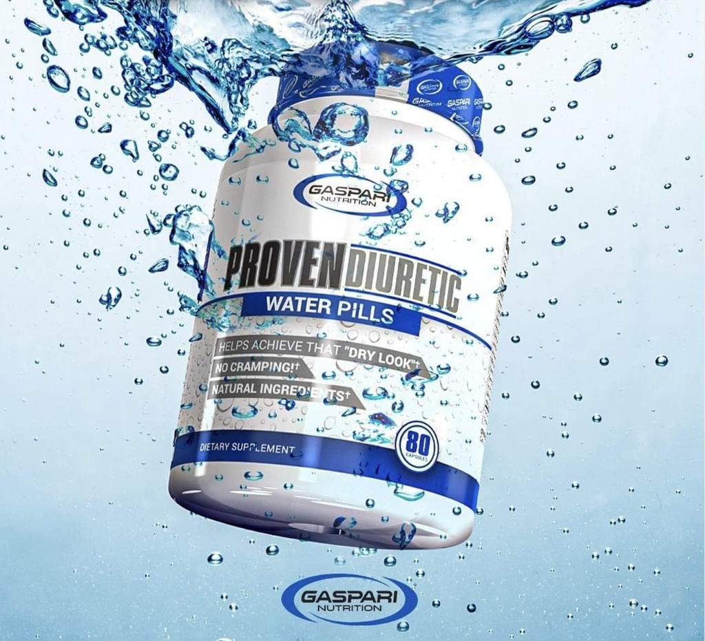 Gaspari Nutrition Proven diurétique, Supplément de musculation professionnelle, Sheds eau rapide, donne l'aspect sec, ingrédients naturels, pas de crampage (80 capsules)