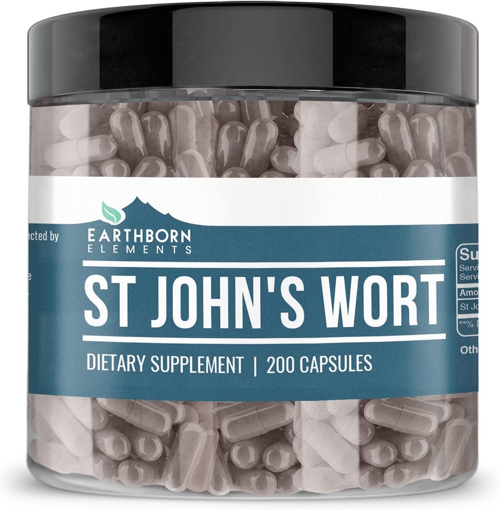 Eléments d'origine terrestre St. Johns Wort 200 Capsules, pures et non diluées, sans additifs