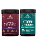 Nutrition ancienne Multi collagène Advanced Powder Cleanse & Detox, Non aromatisé, 36 portions + Poudre de SuperGreens Biologique, Saveur de Greens, 25 portions