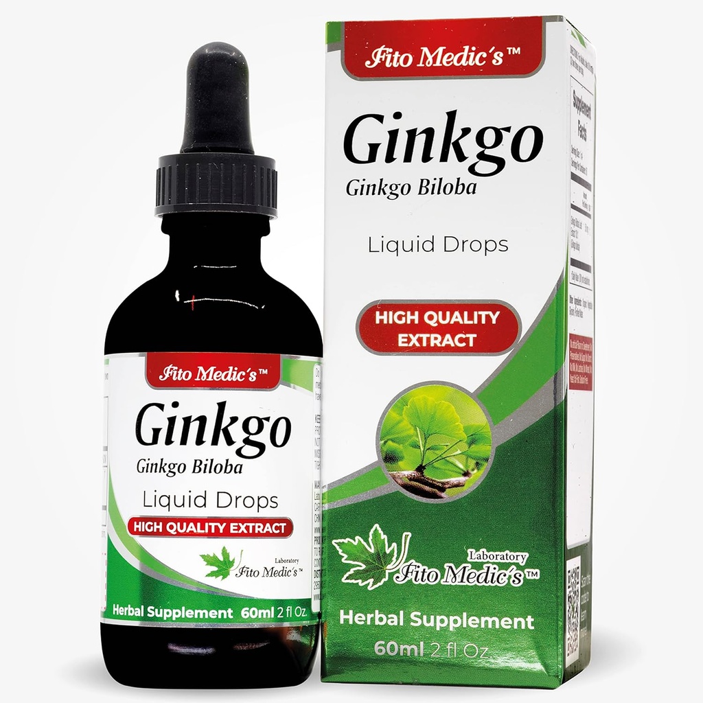 FITO MEDIC'S Lab - Ginkgo biloba, pour mémoire et concentration, pur -Ginkgo biloba Extrait -Ultra haute absorption, sans alcool.