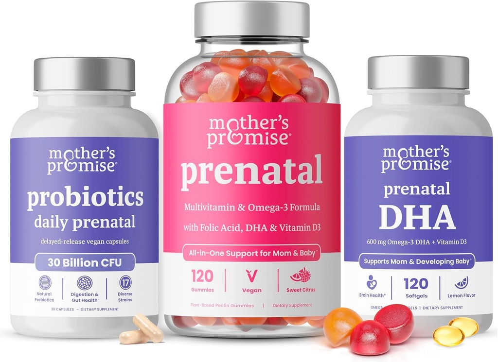 Promesse de la mère Gummies de vitamines prénatales + ADH prénatal et probiotiques prénatals