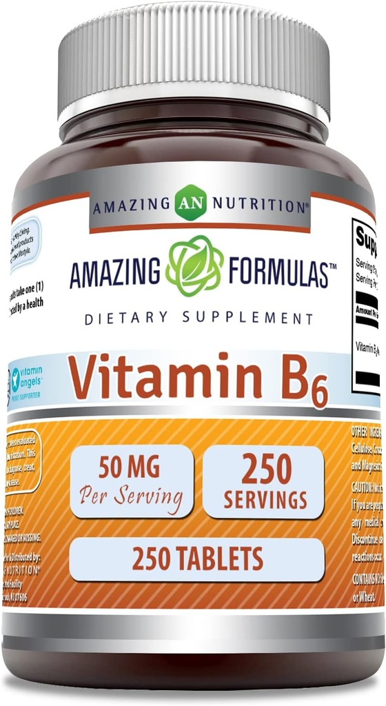 Formules étonnantes Vitamine B6 Pyridoxine 50mg 250 Comprimés Suppléments