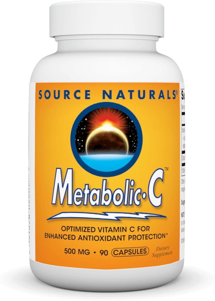 Source Naturals Métabolique C, vitamine C optimisée pour une meilleure protection antioxydante*, 500 mg - 90 capsules