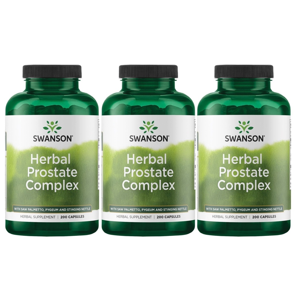 Complexe de la prostate de Swanson Herbal - Supplément pour hommes - Caractéristiques Pygeum, Saw Palmetto & Stinging Nettle - (200 Capsules) (3 Pack)