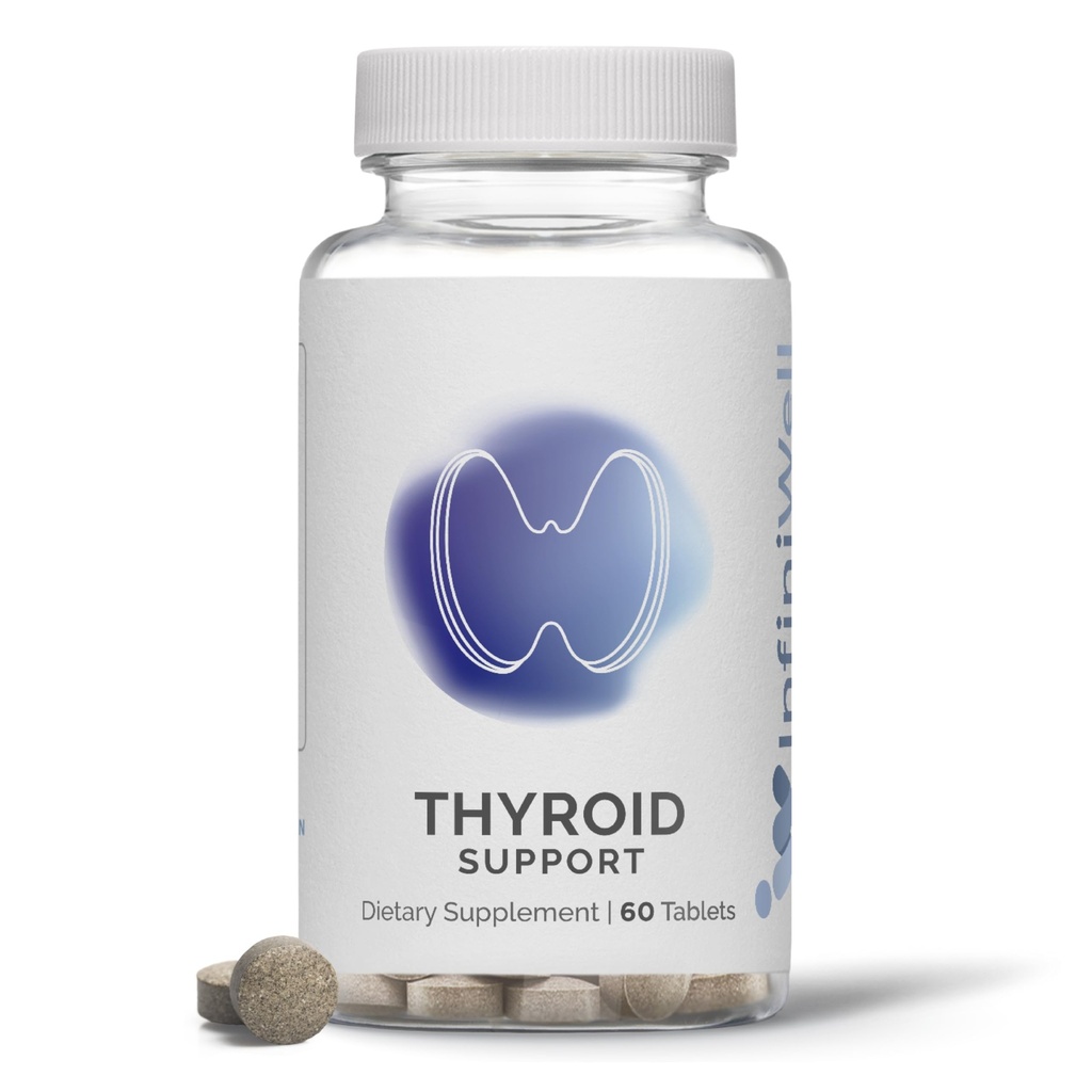 Complexe de support thyroïde InfiniWell - supplément thyroïde ciblé - Promouvoir la signalisation hormonale, la santé métabolique et la production d'énergie mitochondriale - avec l'iode, le sélénium et plus (60 comprimés)