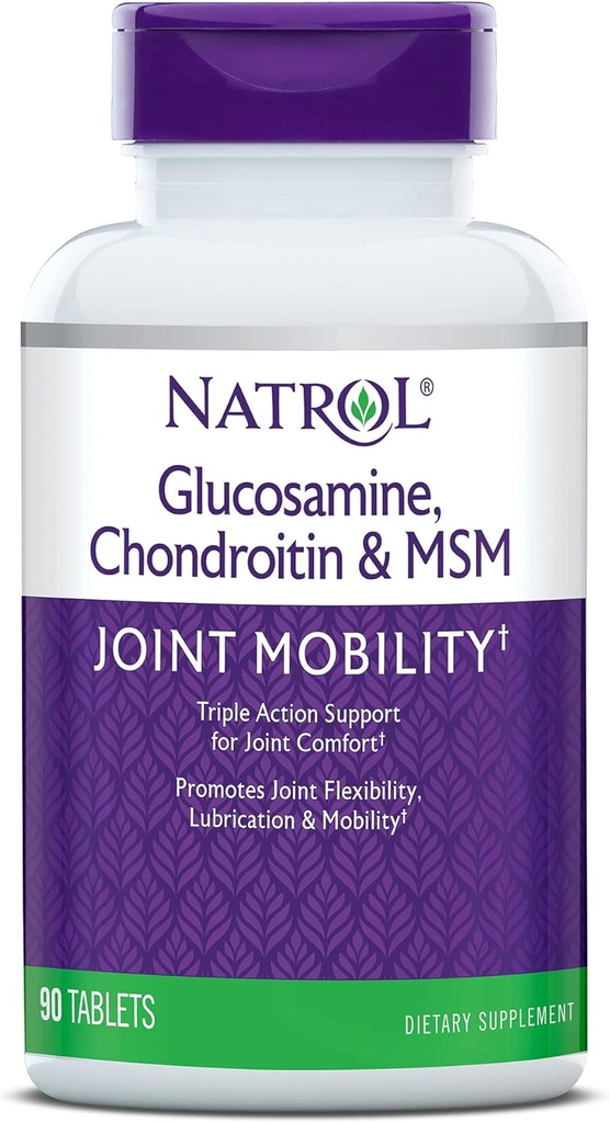 Natrol Glucosamine, Chondritine et MSM, Mobilité articulaire, Comprimés, 90 Compte (paquet de 12)