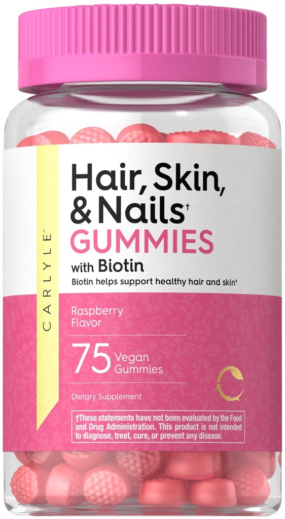 Carlyle Peau et ongles Vitamines 75 Gummies avec biotine et collagène Supplément Gummy pour les femmes