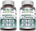 Formules étonnantes Melatonine 10 Mg Plus L-Theanine 5.5 Mg Supplément de 120 comprimés non-OGM (sans gluten) Fabriqué aux États-Unis