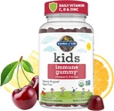 Jardin de la vie Enfants Immune Soutien Gommies avec vitamine C, D comme D3 et zinc pour 3-en-1 Enfants quotidiens Immunité – biologique, non-OGM, sans gluten, végétarien, sans sucre, saveur de cerise, 30 jours d'approvisionnement