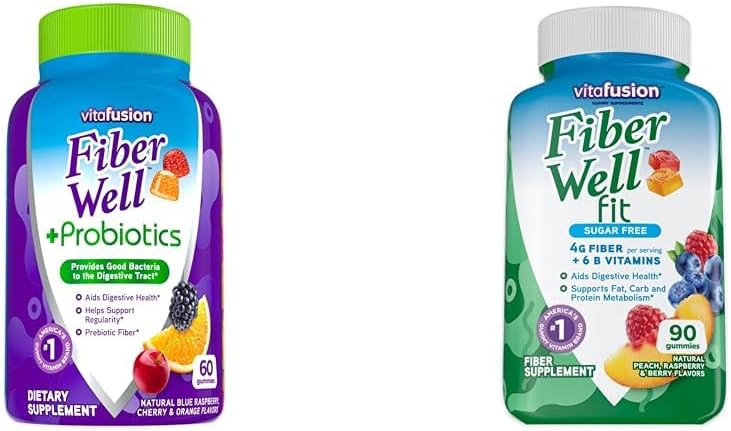 Bien en fibre de Vitafusion + Probiotiques 60 Compter et Fibre Bien Fit 90 Compte Gummy Vitamine Bundles