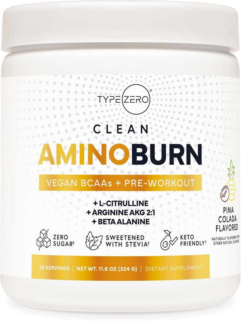 Type Zero Amino Burn Vegan BCAAs + Pré-entraînement (Pina Colada aromatisé)