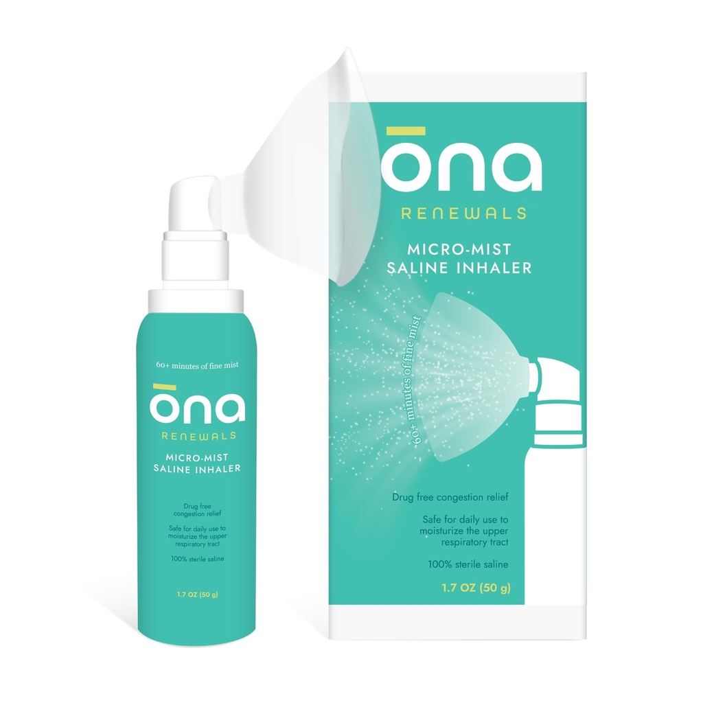 L'ONA renouvelle l'inhalateur nasal Saline Micro-Mist, soulagement de la congestion pour les adultes, rhume et grippe, allergie, soulagement du sinus, sans parfum, 1,7oz