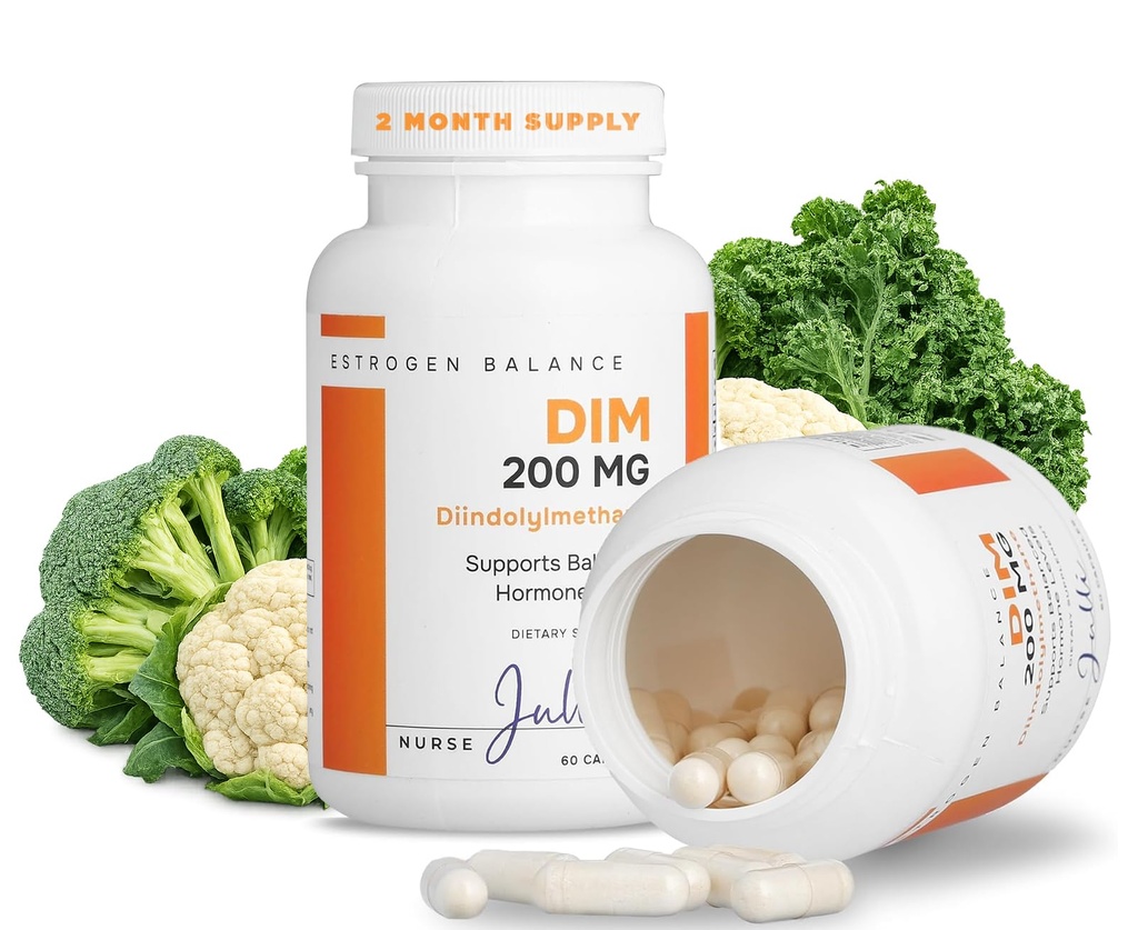 Supplément d'estrogène DIM pour les femmes - Hormone Balance & Harmony Support pour la ménopause, le PCOS et l'acné hormonal avec propriétés antioxydantes - 200 Mg, 60 Compte (paquet de 1)