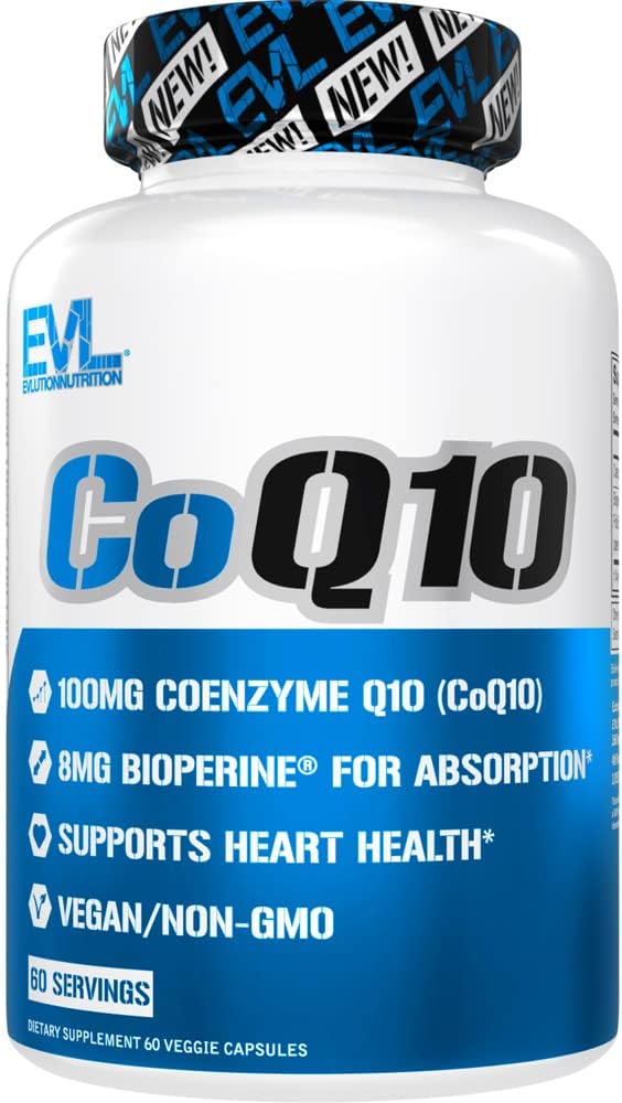 EVL High Absorption CoQ10 100mg - Supplément avancé de Coenzyme antioxydante Q10 pour la santé Le cerveau soutient la production d'énergie et le vieillissement en santé - CoQ10 avec le supplément de santé Bioperine
