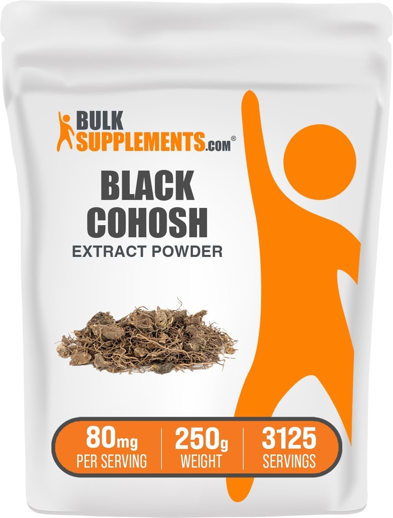 BulkSupplements.com Poudre d'extrait de cohosh noir - de la racine de cohosh noir, supplément à base de plantes - végétalien et sans gluten, 80mg par portion, 250g (8,8 oz) (paquet de 1)