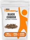 BulkSupplements.com Poudre d'extrait de cohosh noir - de la racine de cohosh noir, supplément à base de plantes - végétalien et sans gluten, 80mg par portion, 250g (8,8 oz) (paquet de 1)