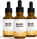 (3 Pack) Bari Drops, GLP-1, Bari Liquid Drops Supplement, BariDrops Liquids Extract Formula, Bari Liquid Drops Review, Premium Lion All Natural Formula, Green Bottle 3 Bottles 3 Month Supply (6 Oz)