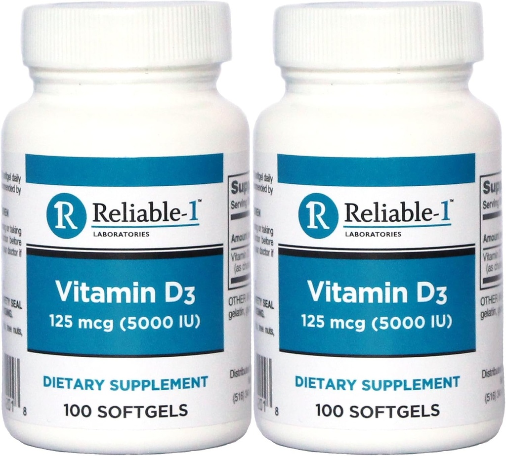 Vitamine D3 High Potency 5000 UI 100 Softgels par boîte de bouteille de 2